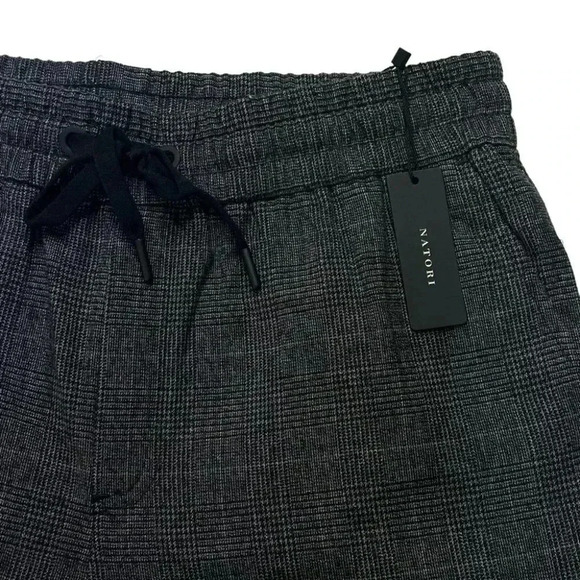 Natori Dogen Charcoal Herringbone Plaid Mens Sweatpants Size Medium - Picture 6 of 13